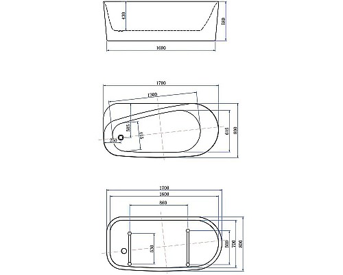 Акриловая ванна Allen Brau Priority 1 170x80 2.31001.20 без гидромассажа