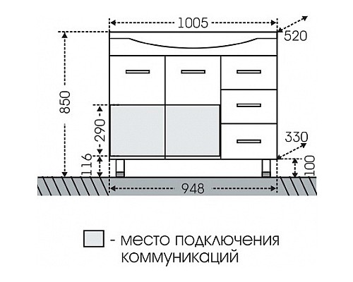 Тумба под раковину СанТа Эльбрус 100 201107 Белая