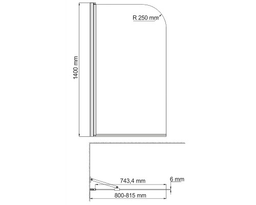 Шторка на ванну WasserKRAFT Leine 80 35P01-80WHITEFixed профиль Белый стекло прозрачное