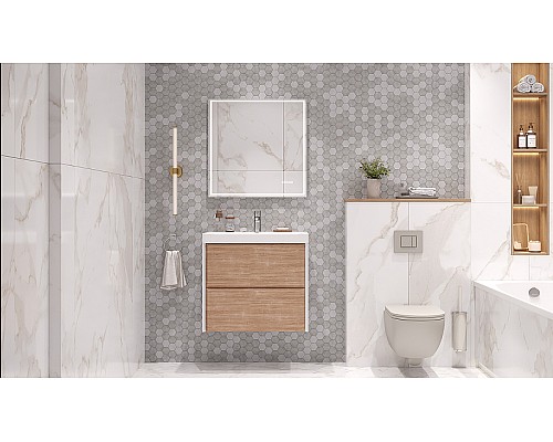 Тумба под раковину Velvex Gesso 70 tp.GES.9696.70.2Y подвесная Белая матовая Дуб сонома