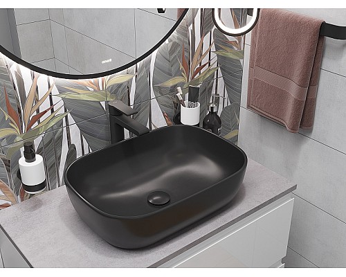 Зеркало Cersanit Eclipse 80 64147 с подсветкой Черное с датчиком движения