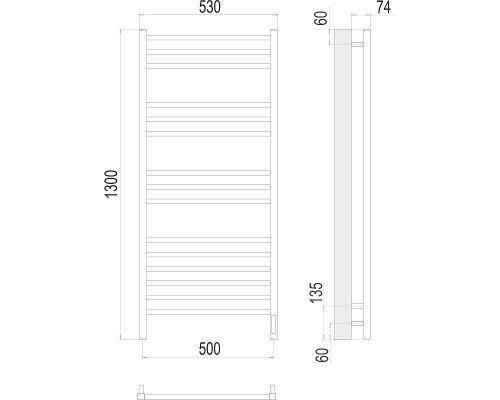 Электрический полотенцесушитель Terminus Ватикан П15 500x1300 R 4670078526212 Хром