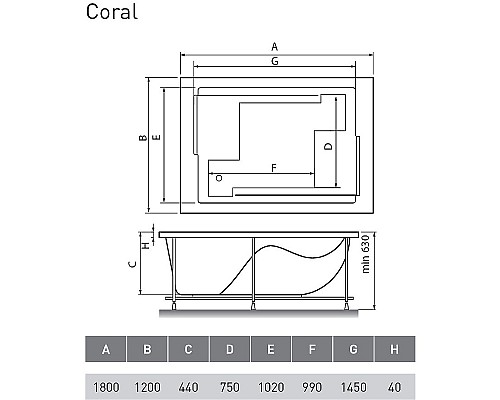 Акриловая ванна Vayer Coral 180x120 Гл000006812 без гидромассажа Акриловая ванна Vayer Coral 180x120 Гл000006812 без гидромассажа