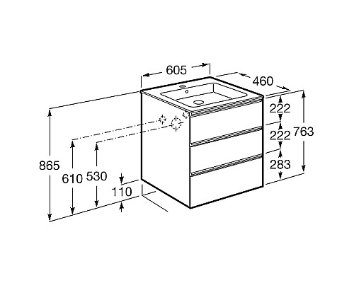 Тумба под раковину Roca The Gap 60 A857404806 подвесная Белый глянец