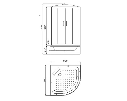 Душевая кабина Parly Tomorrow 80x80 EF821 без гидромассажа