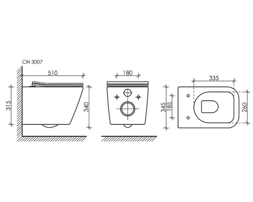 Комплект унитаза с инсталляцией Ceramicanova Metric CN3007_1002W_1000 с сиденьем Микролифт и Белой клавишей смыва