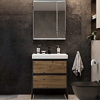 Комплект мебели для ванной STWORKI Кронборг 70 477819 Темное дерево Серый