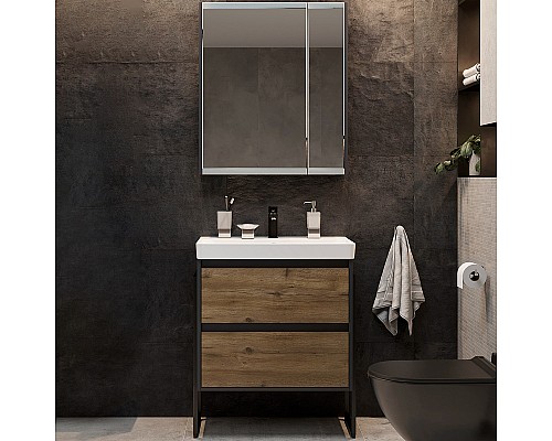 Комплект мебели для ванной STWORKI Кронборг 70 477819 Темное дерево Серый