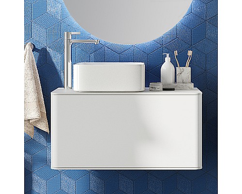 Тумба с раковиной STWORKI Ноттвиль 80 414408 подвесная Белая матовая