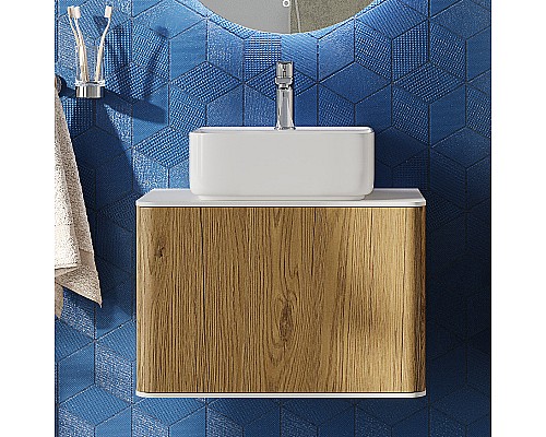 Тумба с раковиной STWORKI Ноттвиль 60 444538 подвесная Дуб верона