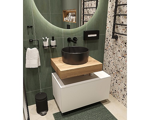 Комплект мебели для ванной STWORKI Ольборг 80 482712 подвесная Белая матовая Дуб французский