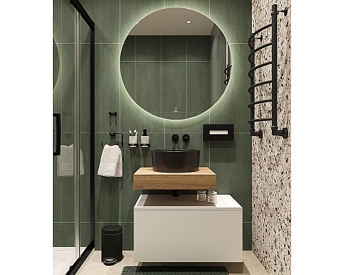 Комплект мебели для ванной STWORKI Ольборг 80 482712 подвесная Белая матовая Дуб французский