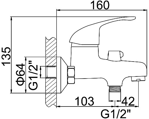 Смеситель для ванны Accoona H43 A6043 Хром Смеситель для ванны Accoona H43 A6043 Хром