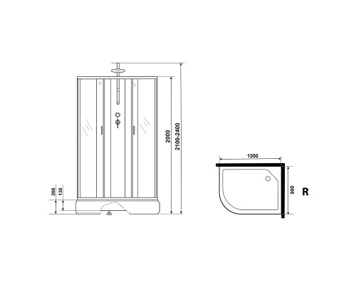 Душевая кабина Niagara Classic 130х90 R NG-33394-14RBKT без гидромассажа