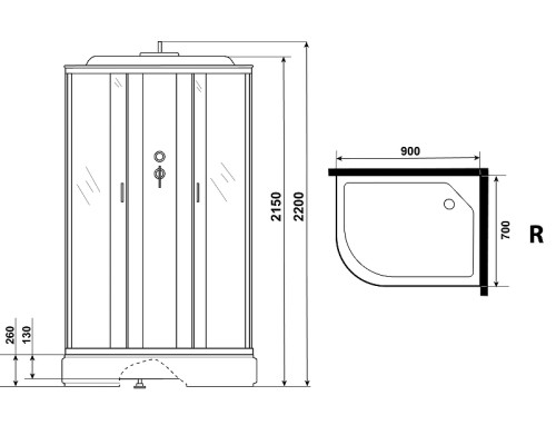 Душевая кабина Niagara Classic 90х70 R NG-33974-14RG с гидромассажем