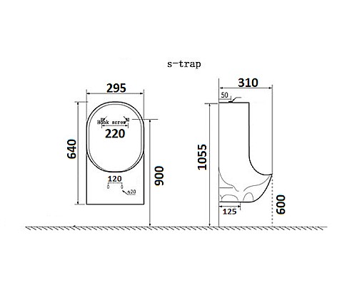 Писсуар CeramaLux Х541S подвесной Белый