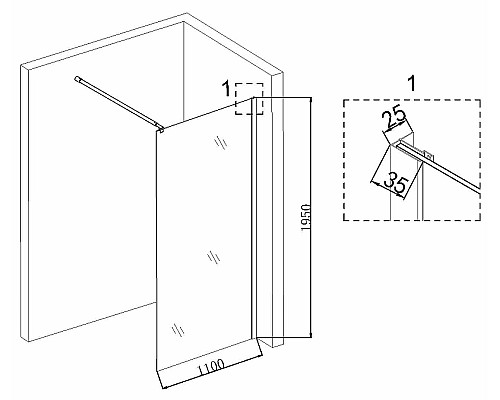 Душевая перегородка Niagara Nova 110 NG-663-11 профиль Хром стекло прозрачное