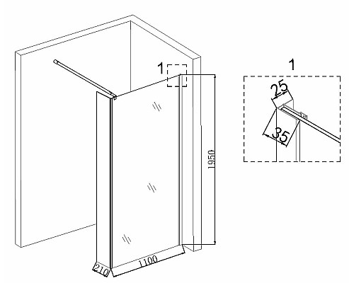 Душевая перегородка Niagara Nova 110 NG-664-11 профиль Хром стекло прозрачное