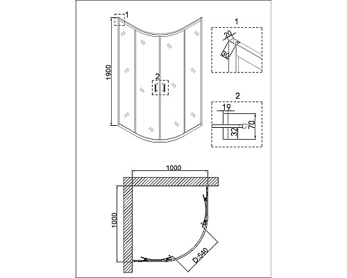 Душевой уголок Niagara Nova 100х100 NG-6407-08 GOLD профиль Желтое золото стекло прозрачное