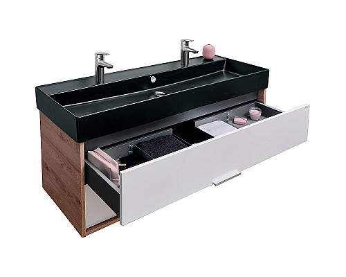 Тумба под раковину Jacob Delafon Vivienne 120 EB1669-E75-J5 подвесная Белая глянцевая Дуб давос натуральный