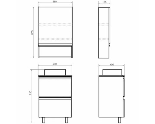 Тумба с раковиной Comforty Эдинбург 60Н 00-00004767 Бетон светлый