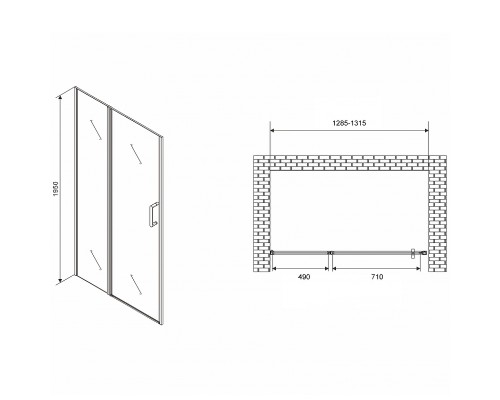 Душевая дверь Abber Sonnenstrand 130 AG04130S профиль Хром стекло прозрачное