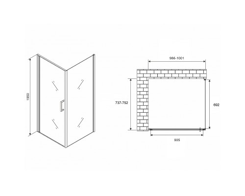 Душевой уголок Abber Sonnenstrand 100x75 профиль Хром стекло прозрачное