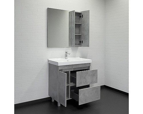 Тумба с раковиной Comforty Осло 80Н 00-00012959 Бетон светлый