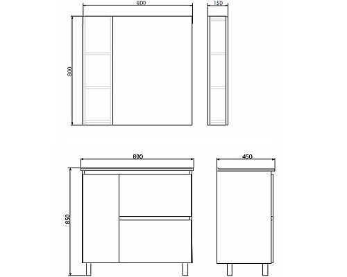 Тумба с раковиной Comforty Осло 80Н 00-00012959 Бетон светлый