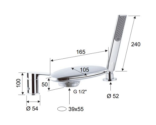 Смеситель на борт ванны Remer Infinity I07UF Хром