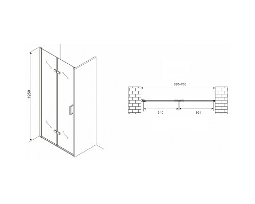 Душевая дверь Abber Zart 70 AG08070P профиль Хром стекло прозрачное