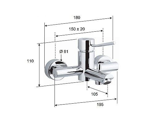 Смеситель для ванны Remer Minimal N052 Хром