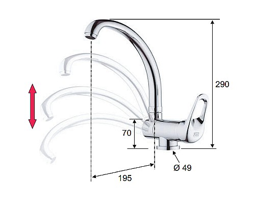 Смеситель для кухни Remer Kiss K42R Хром