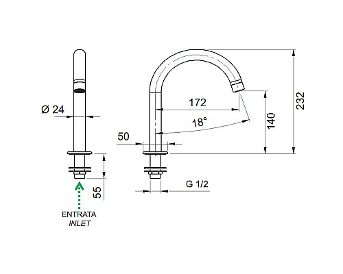 Смеситель для раковины Remer Class Line L57 Хром