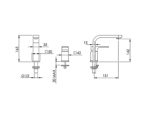 Смеситель для раковины Remer Absolute AU57DO Золото