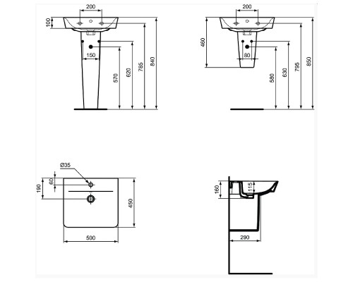 Раковина Ideal Standard Connect Air Cube 50 Евробелая