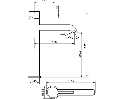 Смеситель для раковины Damixa Scandinavian Pure 360250300 Черный матовый