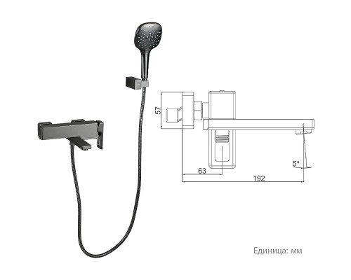 Смеситель для ванны Gappo G17-9 G3217-9 Оружейная сталь