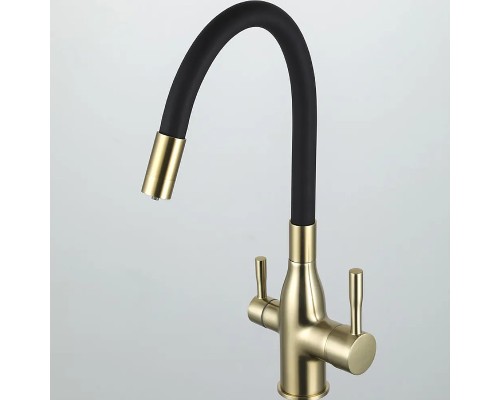 Смеситель для кухни Frap H69 F4396-3 Сатин золотой Черный