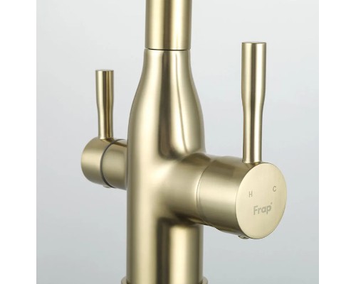 Смеситель для кухни Frap H69 F4396-3 Сатин золотой Черный