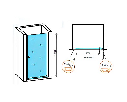 Душевая дверь Parly 90 DE90B профиль Черный стекло прозрачное