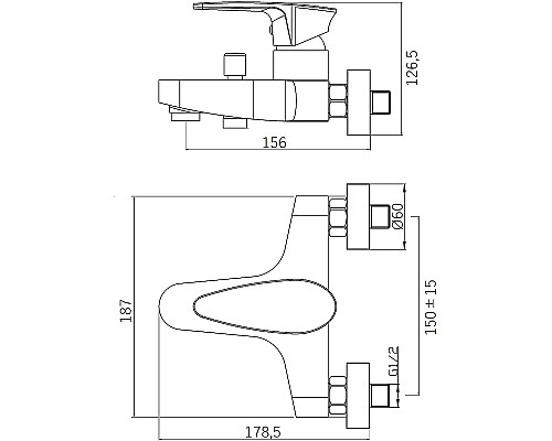 Смеситель для ванны Orange OneLife P09-100cr Хром