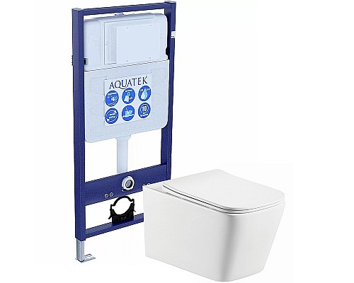 Комплект унитаза с инсталляцией Aquatek Либра New SET AQUATEK ЛИБРА N с сиденьем Микролифт