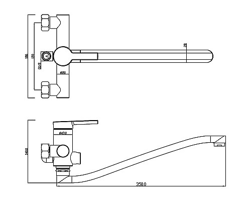 Смеситель для ванны Swedbe Diana 1055 универсальный Хром