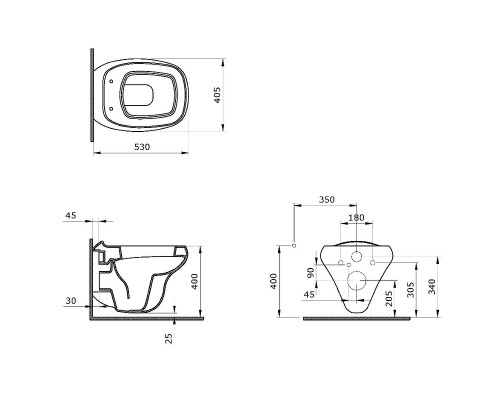 Унитаз Ambassador Diamond 123T20001R-122T20001 подвесной Белый глянцевый с сиденьем Микролифт
