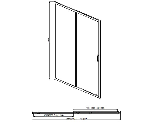 Душевая дверь Aquatek 120 AQ ARI RA 12020BL профиль Черный стекло прозрачное