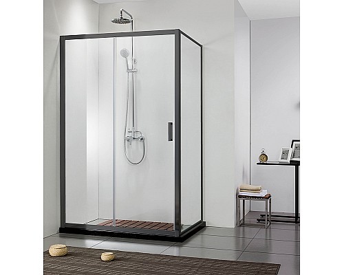 Душевая дверь Aquatek 120 AQ ARI RA 12020BL профиль Черный стекло прозрачное