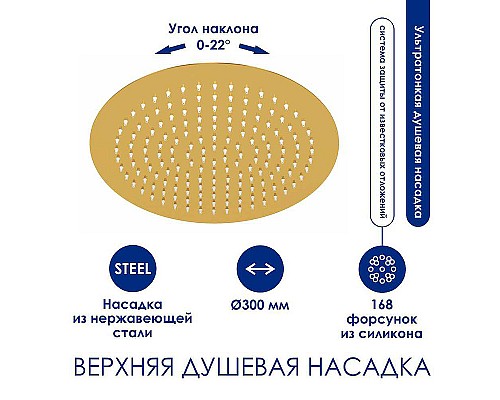 Душевая система WasserKRAFT A171.263.207.PG Золото глянцевое