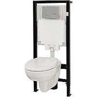 Комплект унитаза с инсталляцией Jacob Delafon Brive E21733RU-00 с сиденьем Микролифт и клавишей смыва Хром