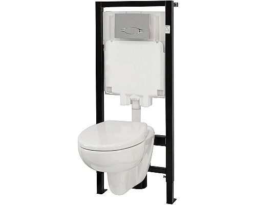 Комплект унитаза с инсталляцией Jacob Delafon Brive E21733RU-00 с сиденьем Микролифт и клавишей смыва Хром